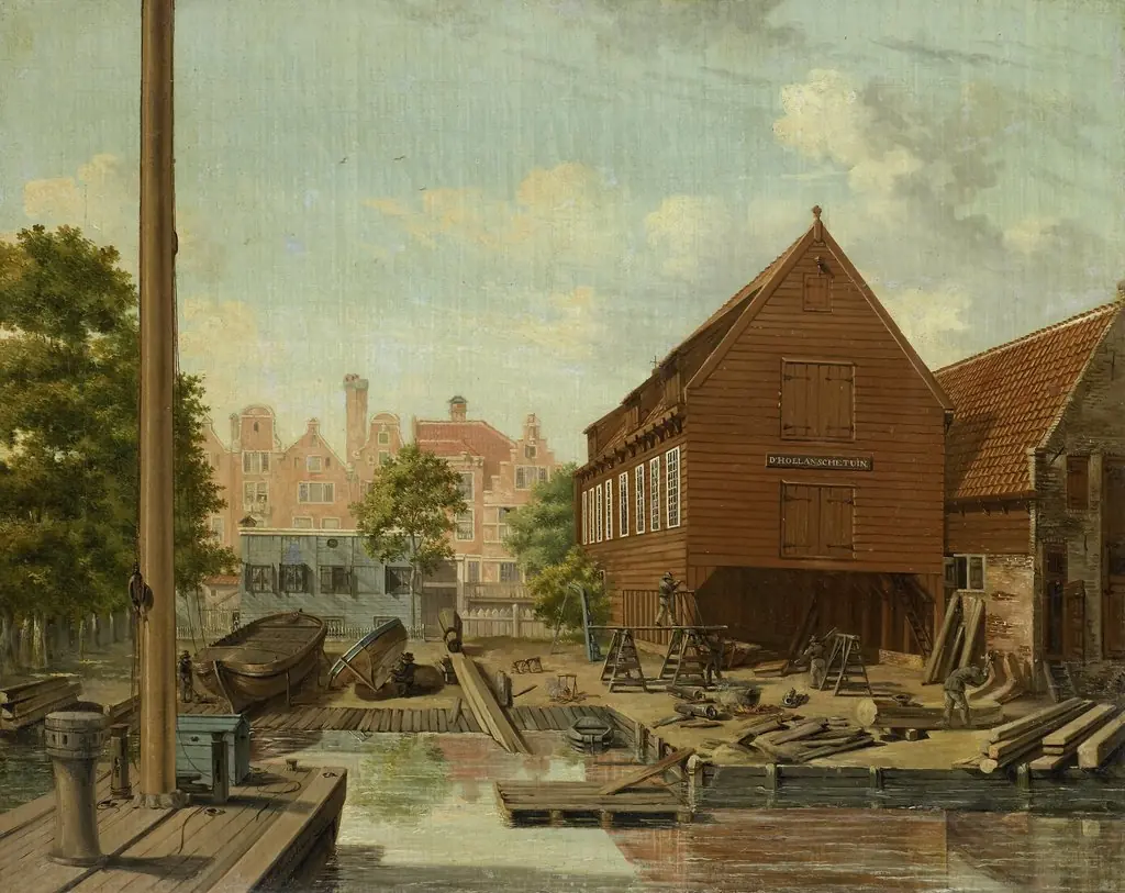 The Shipyard 'D'Hollandsche Tuin' on Bickers Eiland, Amsterdam, by Pieter Godfried Bertichen