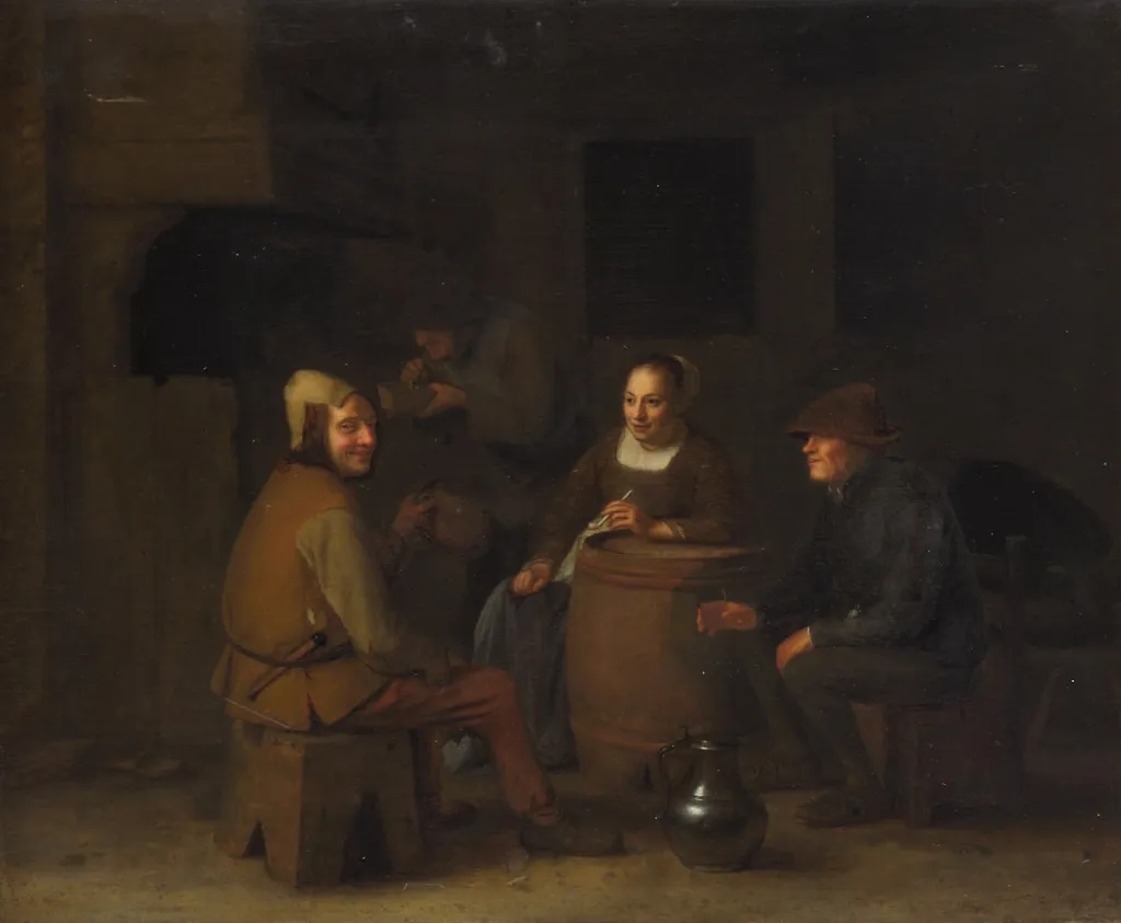 Rauchende Bauern, by Pieter Hermansz Verelst, unspecified, 1653