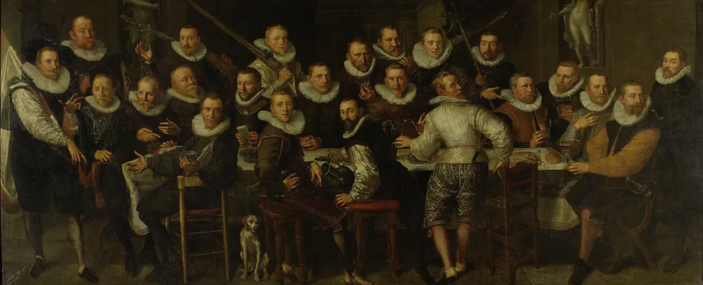 The Company of Captain Gillis Jansz Valckenier and Lieutenant Pieter Jacobsz Bas, Amsterdam, 1599, by Pieter Isaacsz, oil, 1600