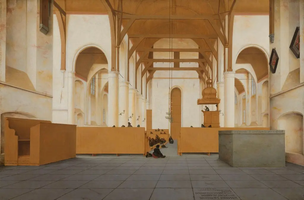 Interior of the Sint-Odulphuskerk in Assendelft, by Pieter Jansz Saenredam