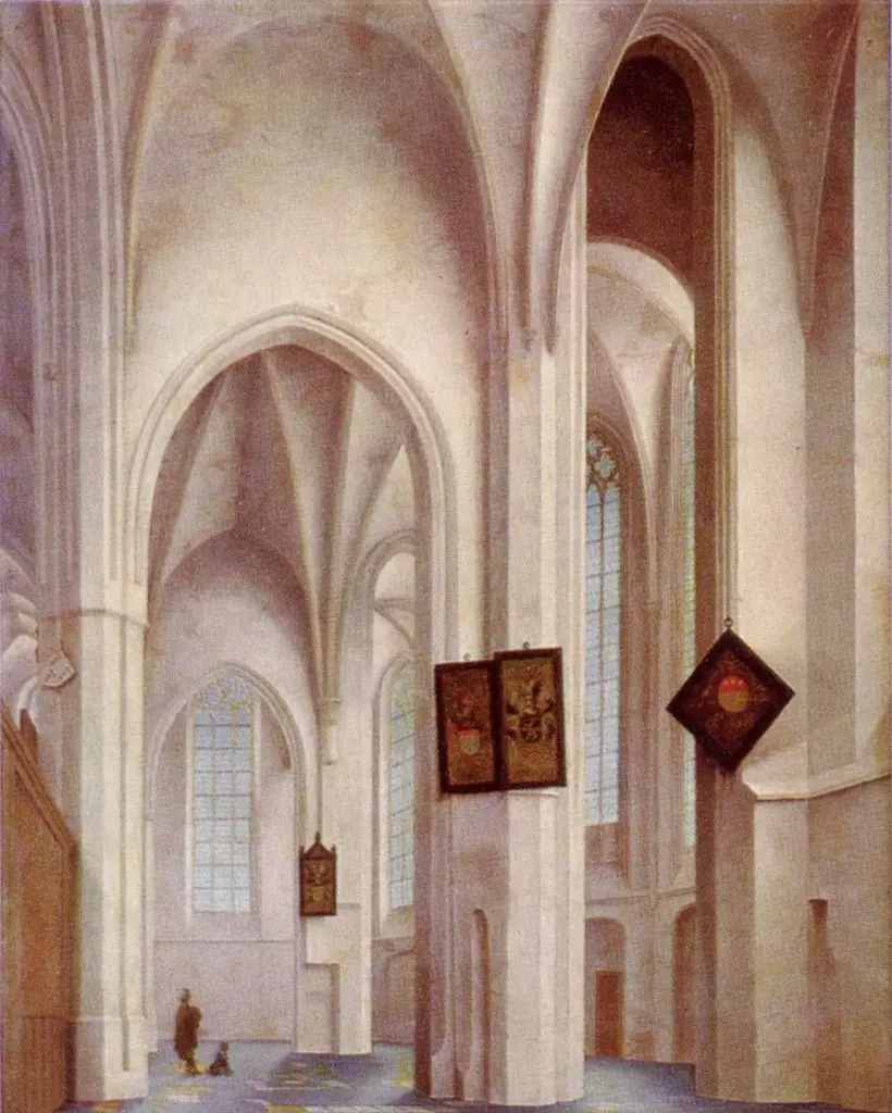 interior view of the church     St. Jacobs in Utrecht, by Pieter Jansz Saenredam