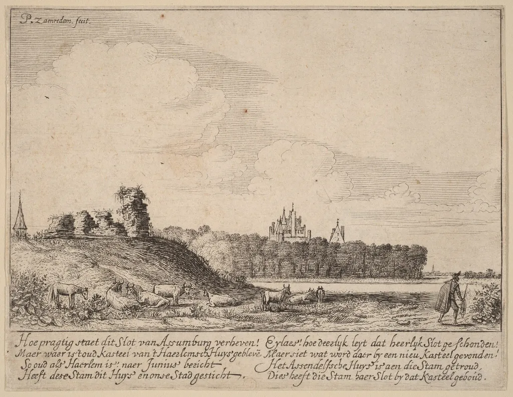 Ruins of Assemburg Castle, by Pieter Jansz Saenredam, ink, 1628