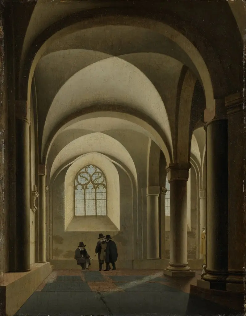 The westernmost bays of the south aisle of the Mariakerk in Utrecht, by Pieter Jansz Saenredam