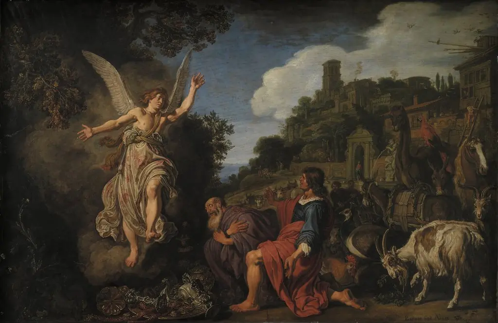 The Angel Raphael Takes Leave of Old Tobit and his Son Tobias, by Pieter Lastman