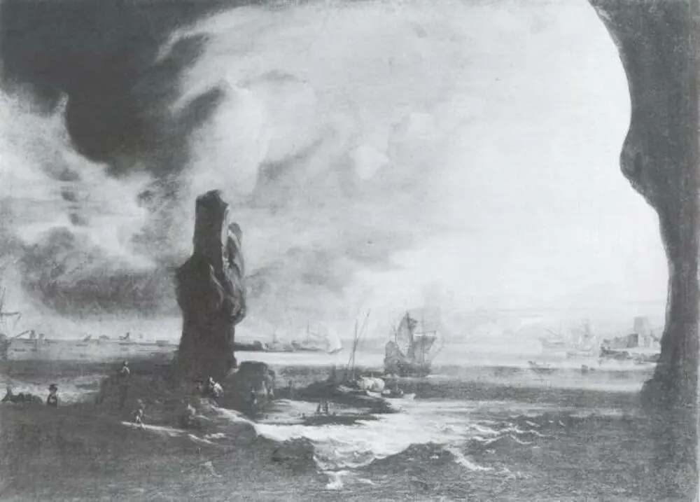 Battle Ships in a Gale, by Pieter Mulier