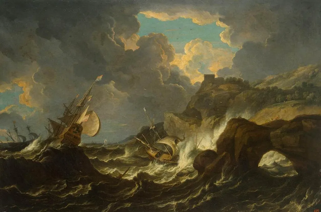 Storm in the Sea, by Pieter Mulier, oil, 1696