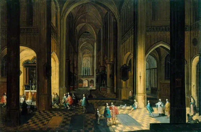 Interior of a Cathedral: Night Scene, by Pieter Neefs the Elder