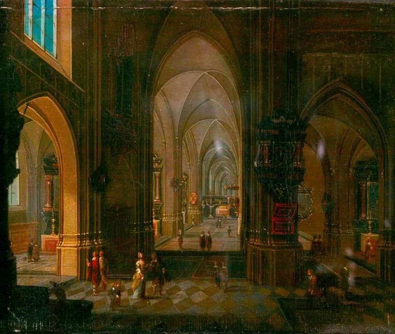 Interior of a Church, by Pieter Neefs the Elder, oil, 1618