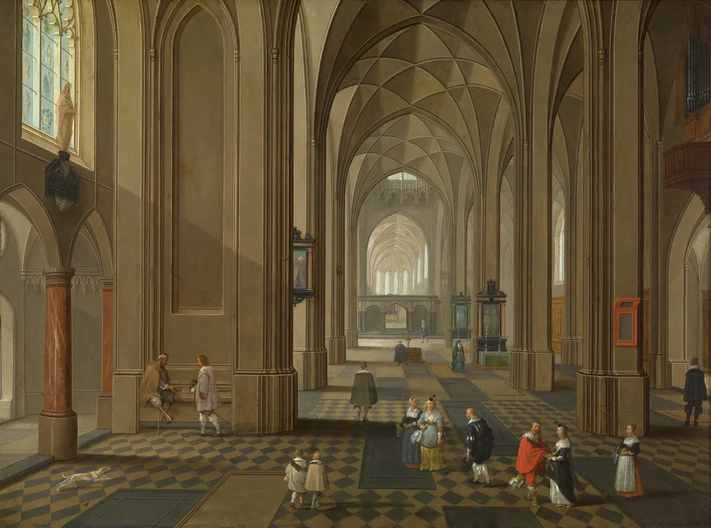 Interior of a Church, by Pieter Neefs the Elder, oil, 1650