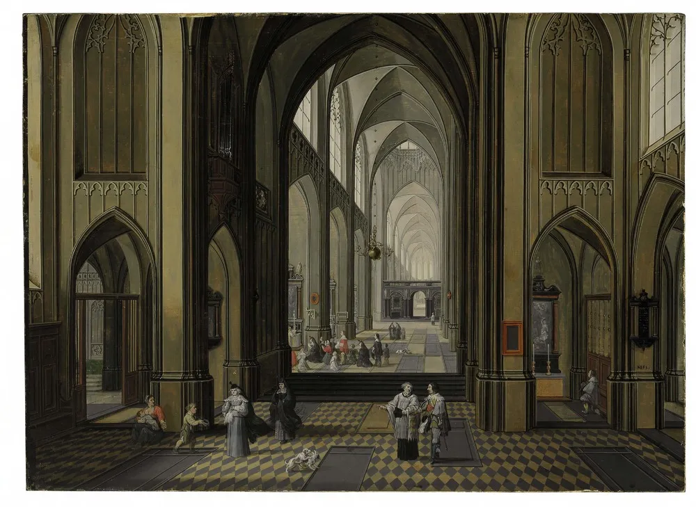 Interior of a Gothic Church, by Pieter Neefs the Elder, oil, 1636