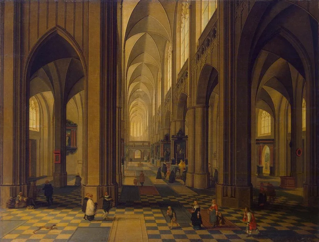 Interior of the Antwerp Cathedral, by Pieter Neefs the Younger, oil, 1660
