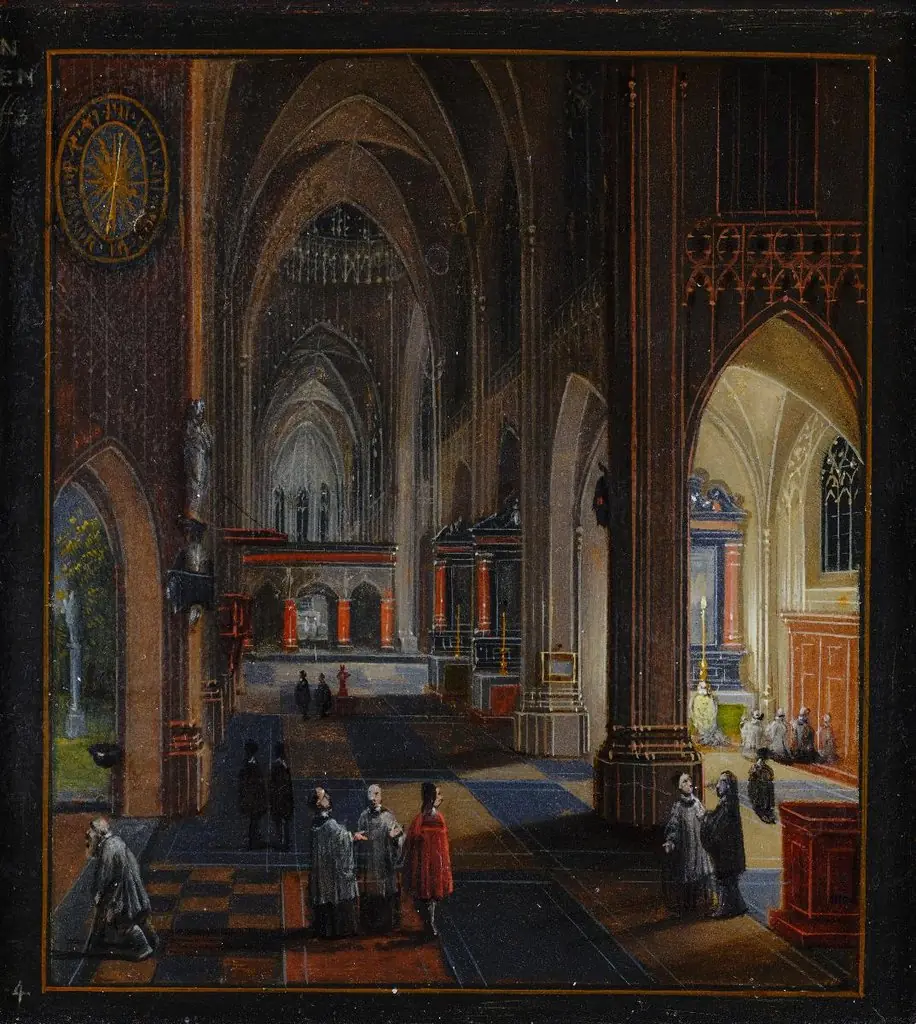 Zwei Kircheninterieurs (Bildpaar). Kircheninterieur: Am Abend, by Pieter Neefs the Younger