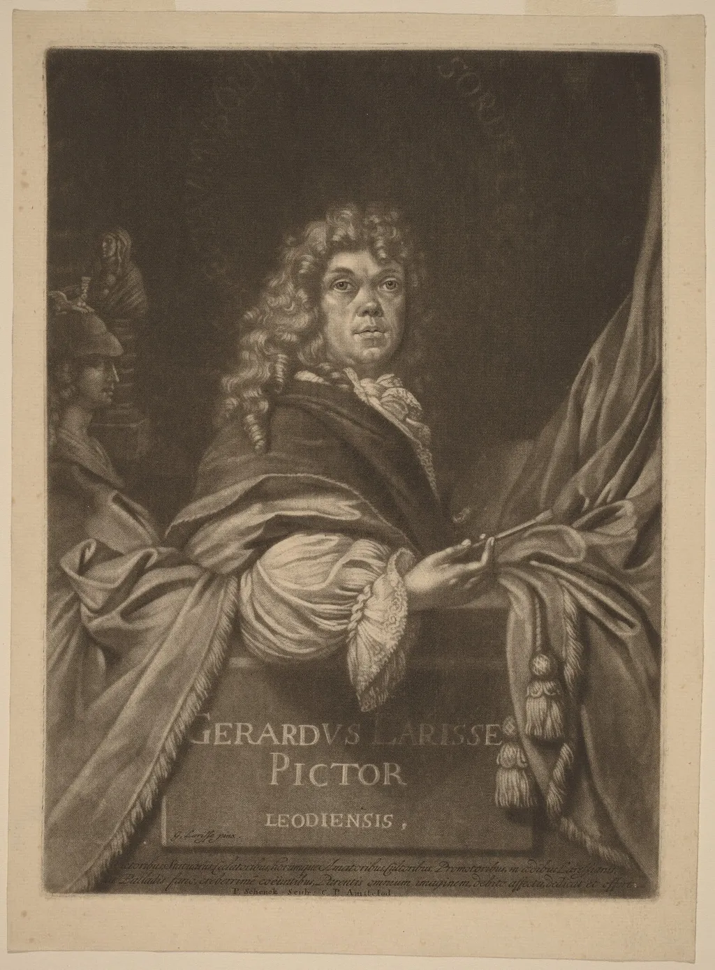 Gerard de Lairesse, by Pieter Schenck I, ink, 1690