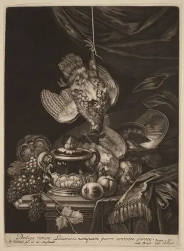 Still Life with a Hanging Partridge, by Pieter Schenck I