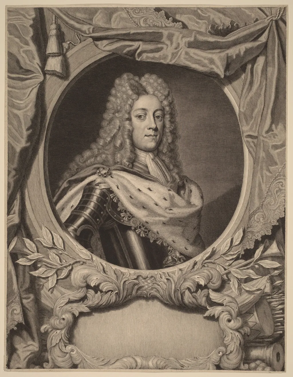 King George II, by Pieter Stevens van Gunst, ink, 1692