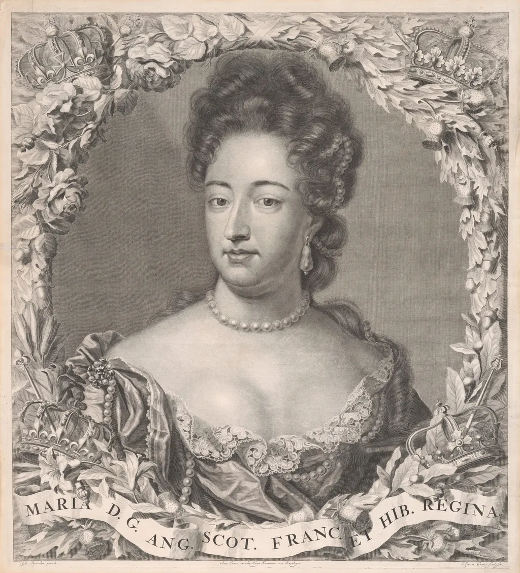 Queen Mary II, by Pieter Stevens van Gunst, ink, 1694