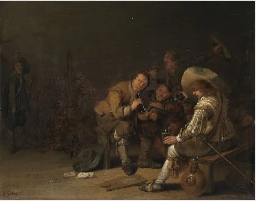 Soldiers in a Guardroom, by Pieter Symonsz Potter, oil, 1633