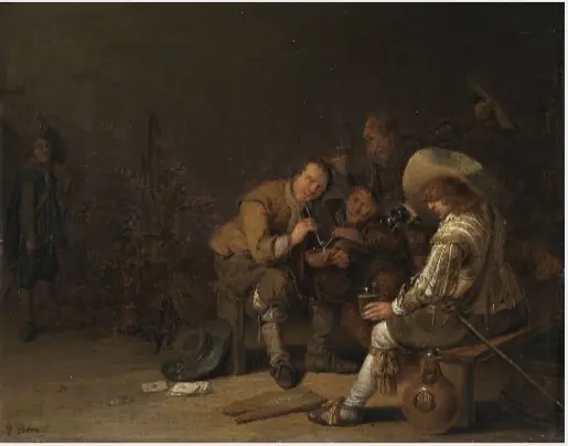 Soldiers in a Guardroom, by Pieter Symonsz Potter