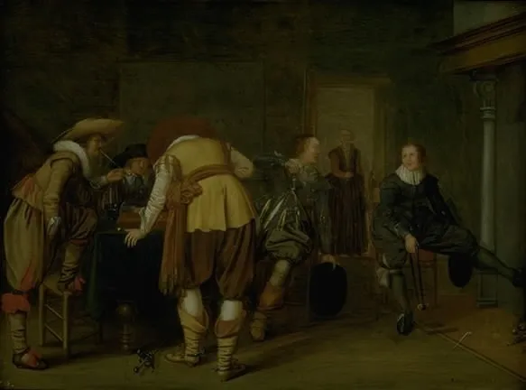 The Board Game Players, by Pieter Symonsz Potter, oil, 1629