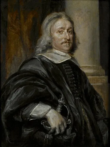 Self portrait, by Pieter Thijs, oil, 1660