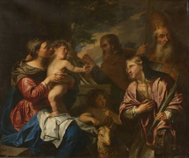 The Mystic Marriage of St Catherine, by Pieter Thijs, oil, 1650