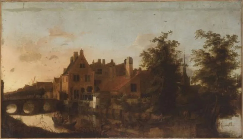 Houses beside a Canal, by Pieter van Asch, oil, 1648
