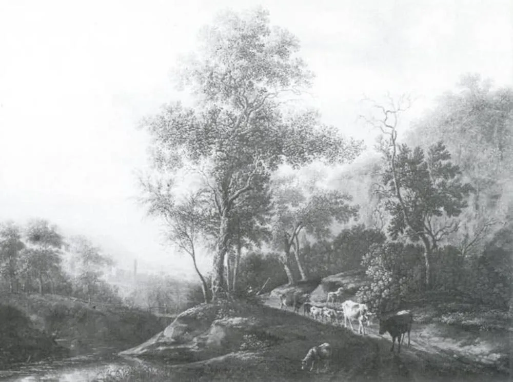 River Landscape with Cattle, by Pieter van Asch, oil, 1648