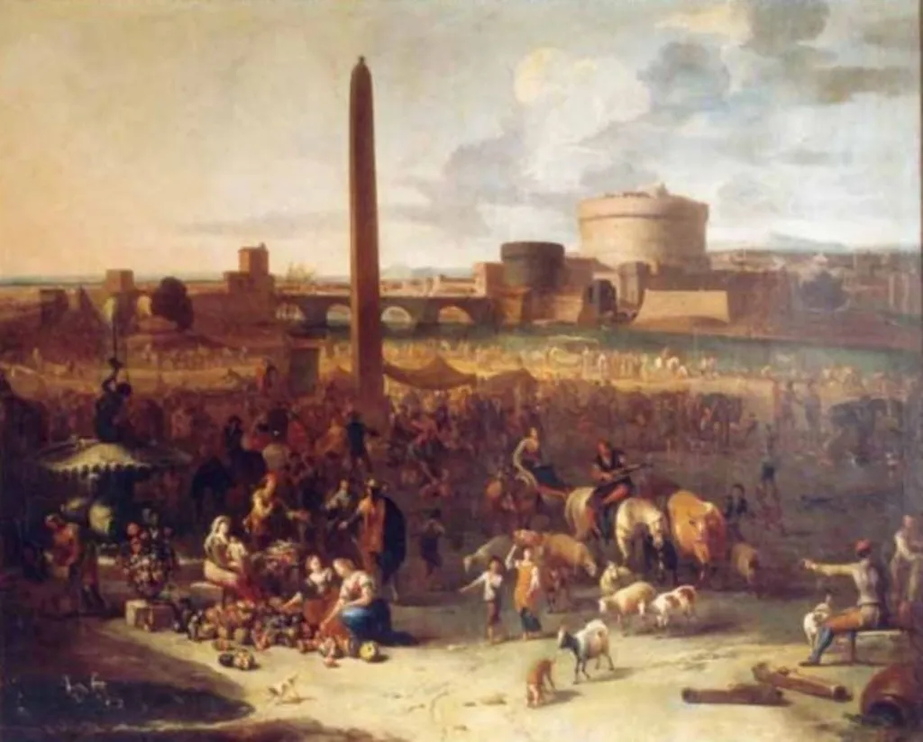 Podul St. Angelo, Roma, by Pieter van Bredael I, unspecified, 1650