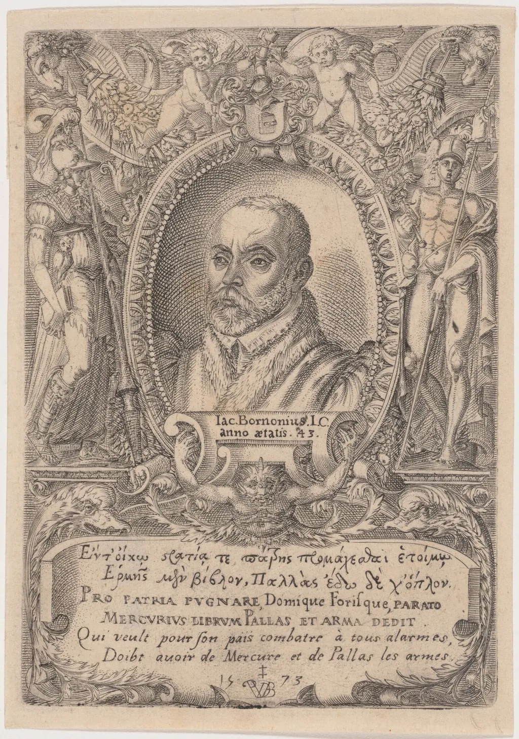 Jacob Bornonius, by Pieter van den Berge, ink, 1573
