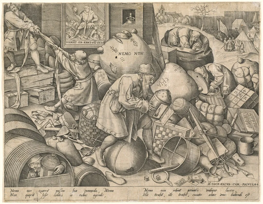 Everyman, by Pieter van der Heyden, ink, 1558
