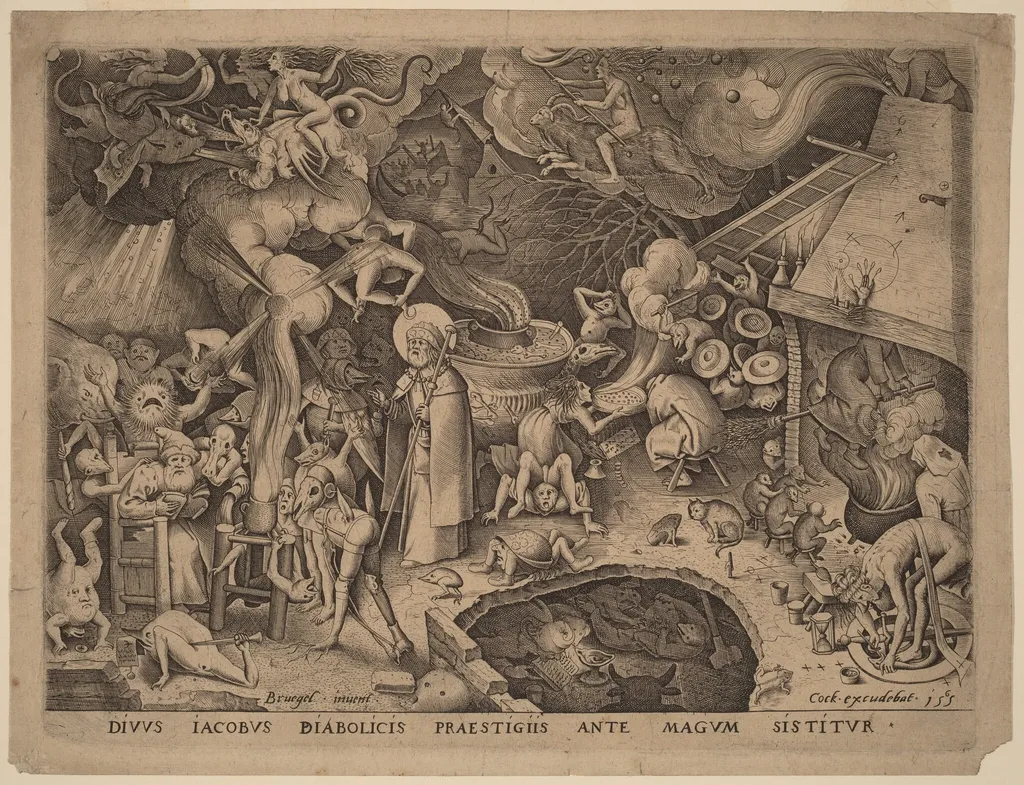 Saint James and the Magician Hermogenes, by Pieter van der Heyden, ink, 1565