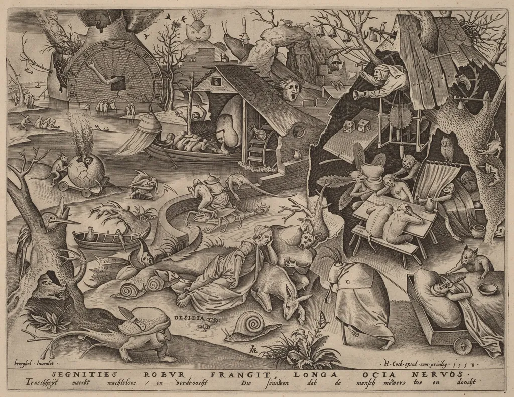 Sloth, by Pieter van der Heyden, ink, 1558
