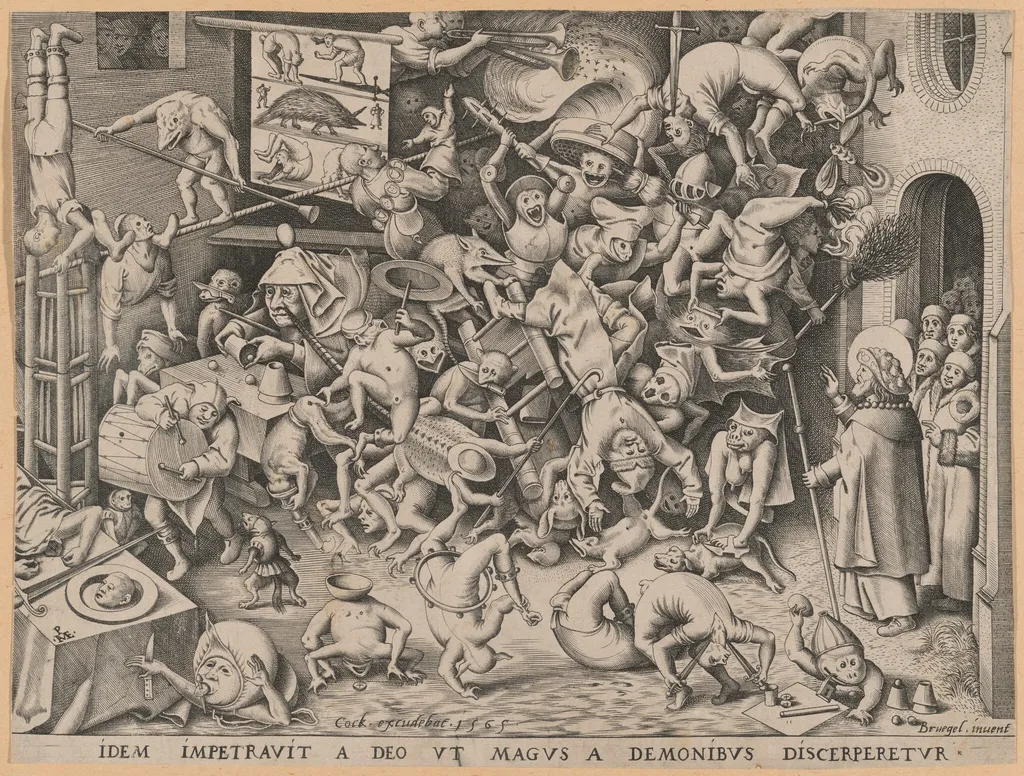 The Fall of the Magician, by Pieter van der Heyden, ink, 1565