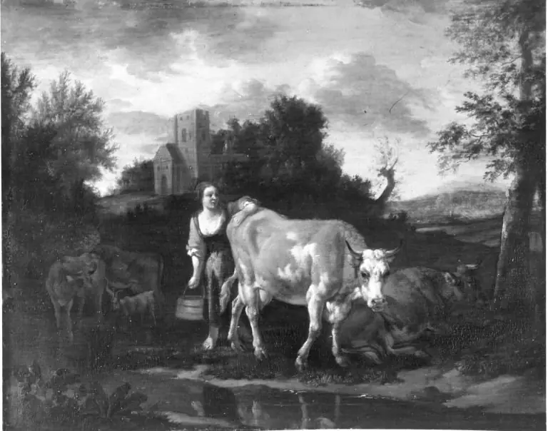 Viehstück mit Hirtin, by Pieter van der Leeuw