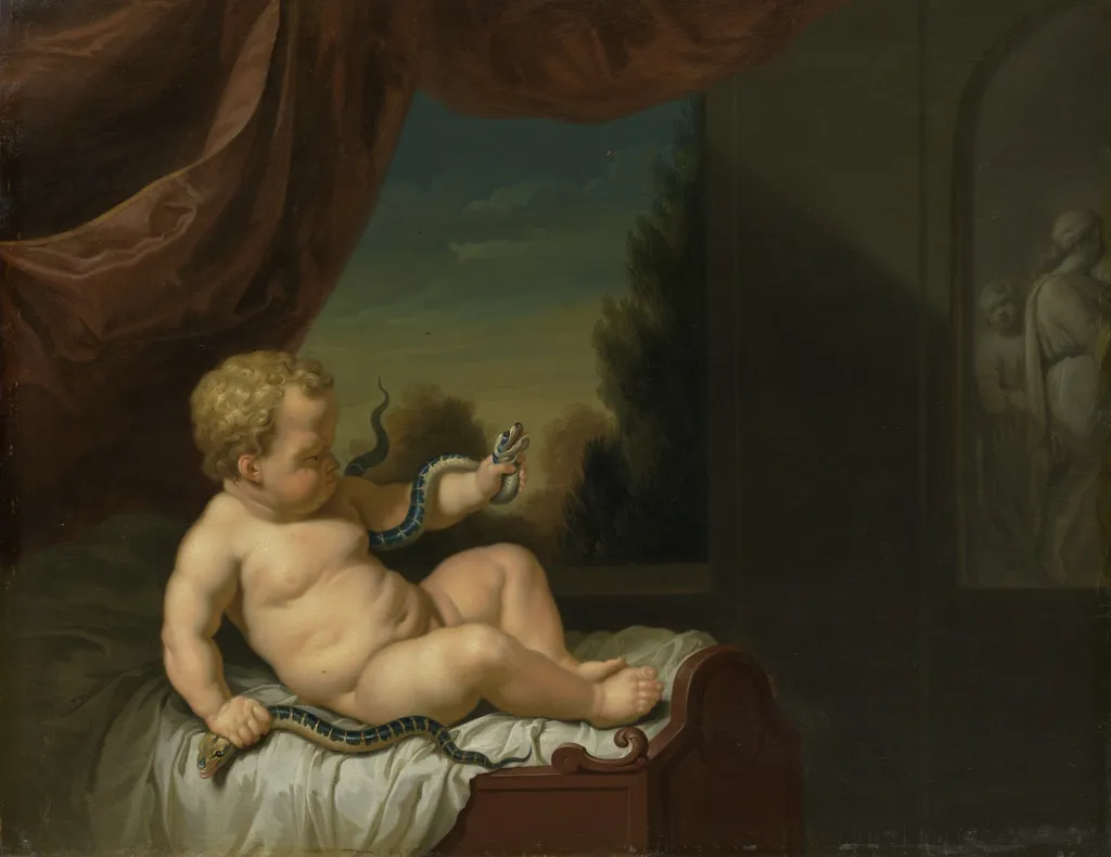The Infant Hercules with a Serpent, by Pieter van der Werff, oil, 1711