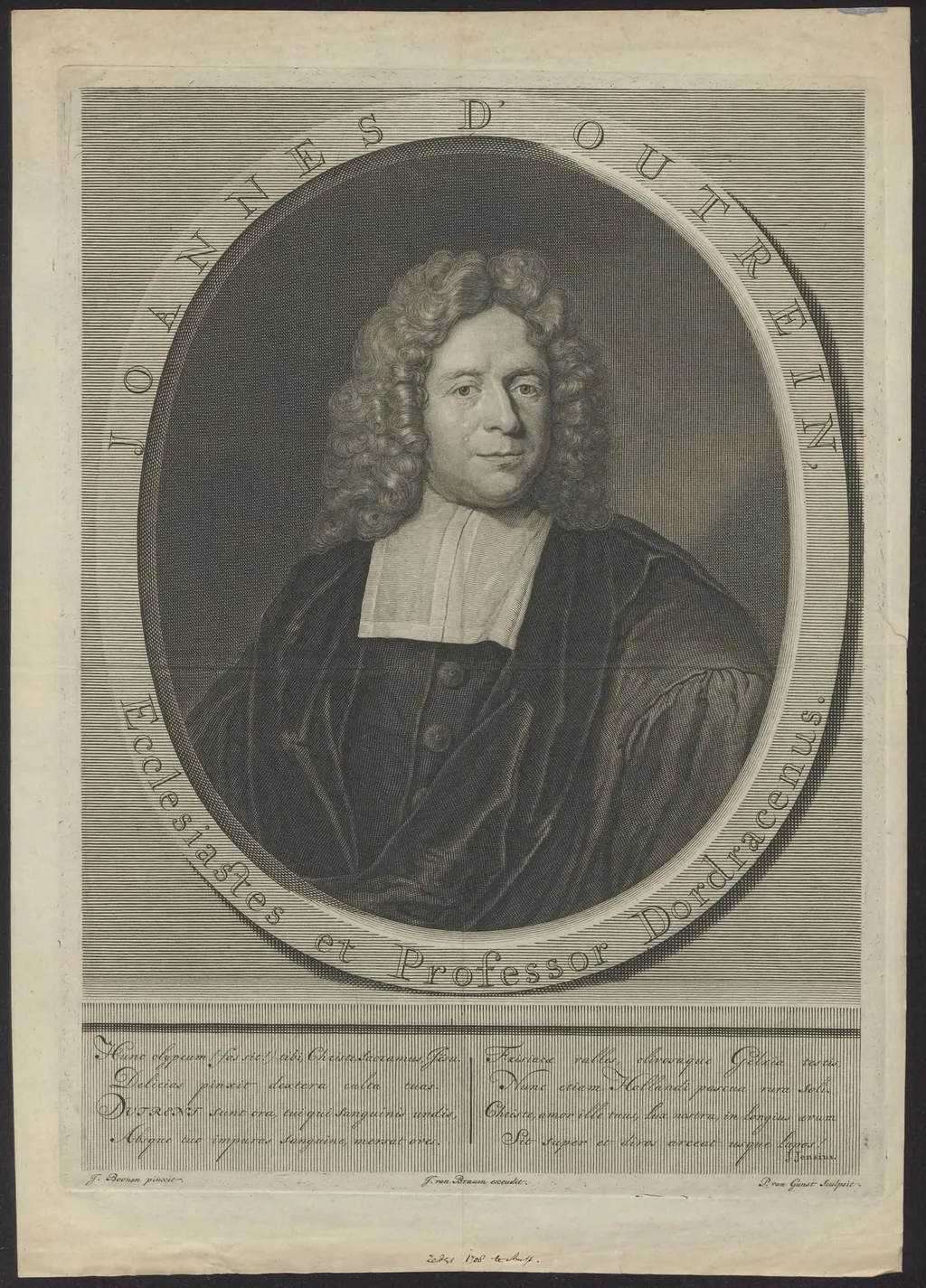 Portrait of Johannes D'Outrein, minister and professor in Dordrecht, by Pieter van, Gunst, unspecified