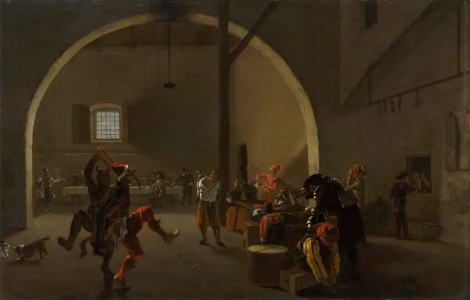 Carnival revellers in a tavern, by Pieter van Laer