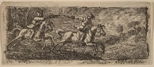 Two Horsemen Fighting, by Pieter van Laer