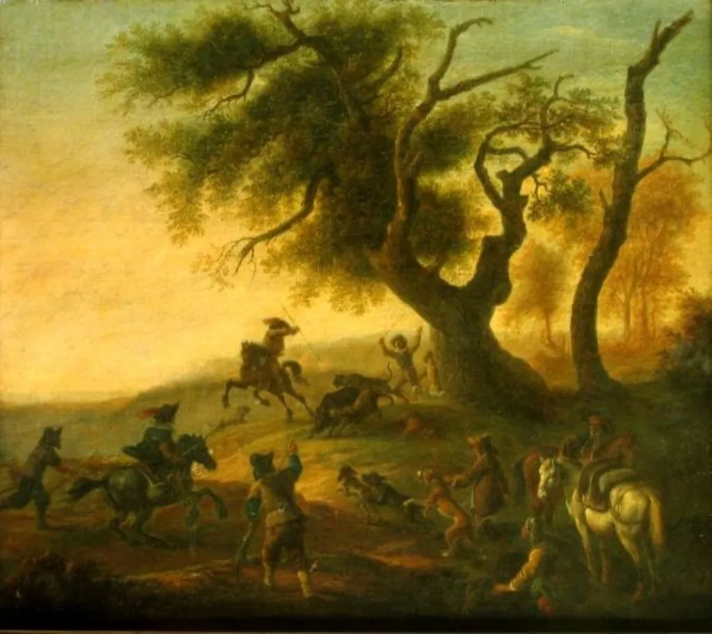 Vânătoare de mistreț, by Pieter van Laer, unspecified, 1627