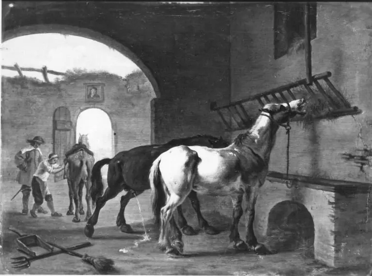 Zwei Pferde im Stall (?), by Pieter van Laer
