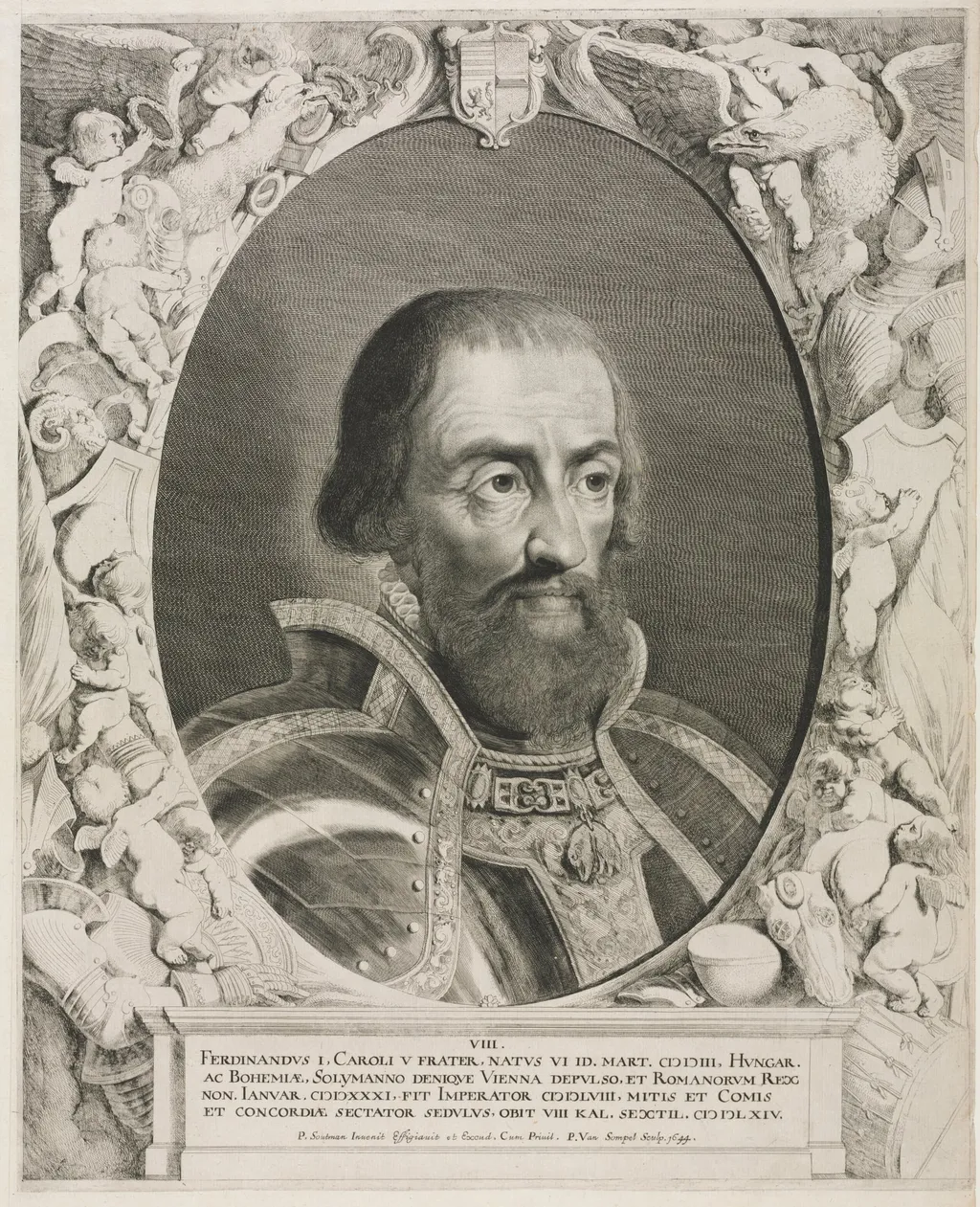 Portrait of Emperor Ferdinand I, from the series Imperatores Domus Austriacæ ..., by Pieter van Sompel, 1644