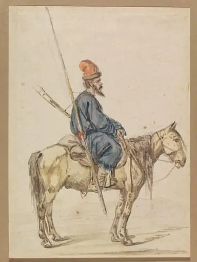 Armed horseman, possibly Russian