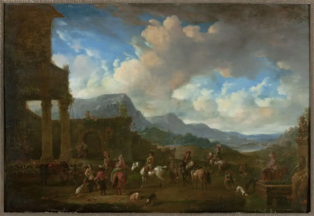 Landscape with a genre scene, by Pieter Wouwerman