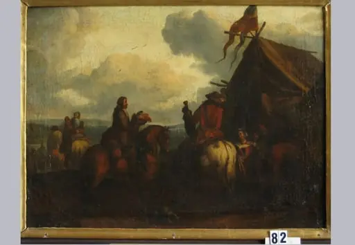 Cort de vivandieră cu drapel (în Reg. Inv.: Cort de cantinieri cu drapel). Pandant: Cort de vivandieră cu cunună de frunze (în Reg. Inv.: Cort de cantinier cu cunună de frunze), by Pieter zis Standaart Van Bloemen