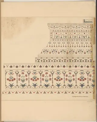Pietra-dura inlay work on the side of the cenotaph of Shah Jahan, Taj Mahal, Agra.