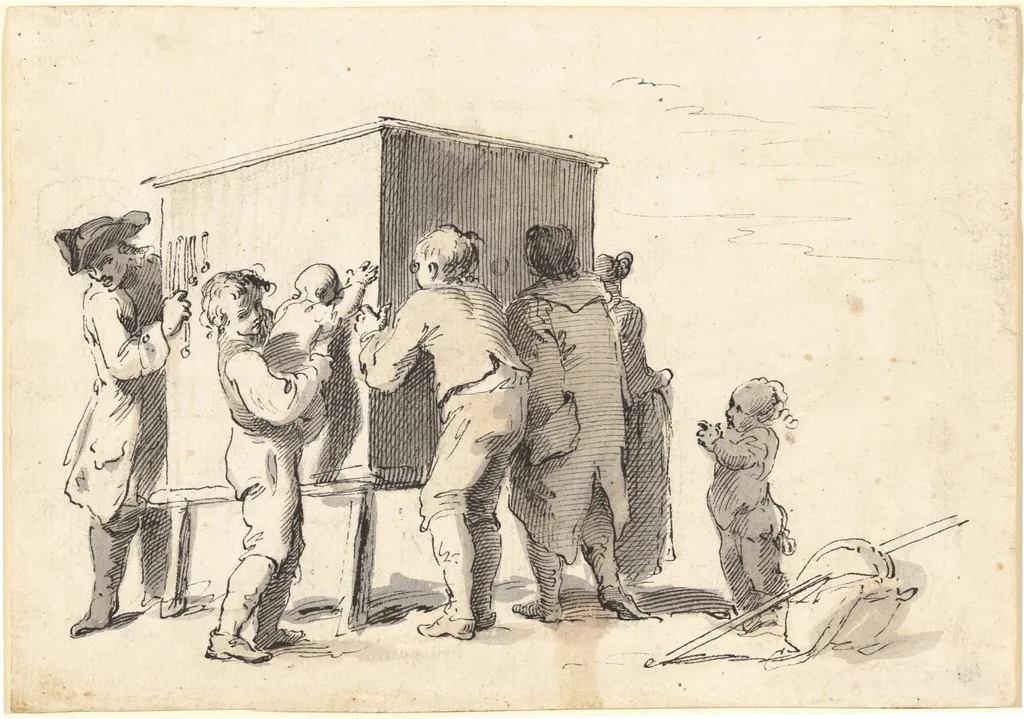 The Peep-Show, by Pietro Antonio Novelli, ink, 1766