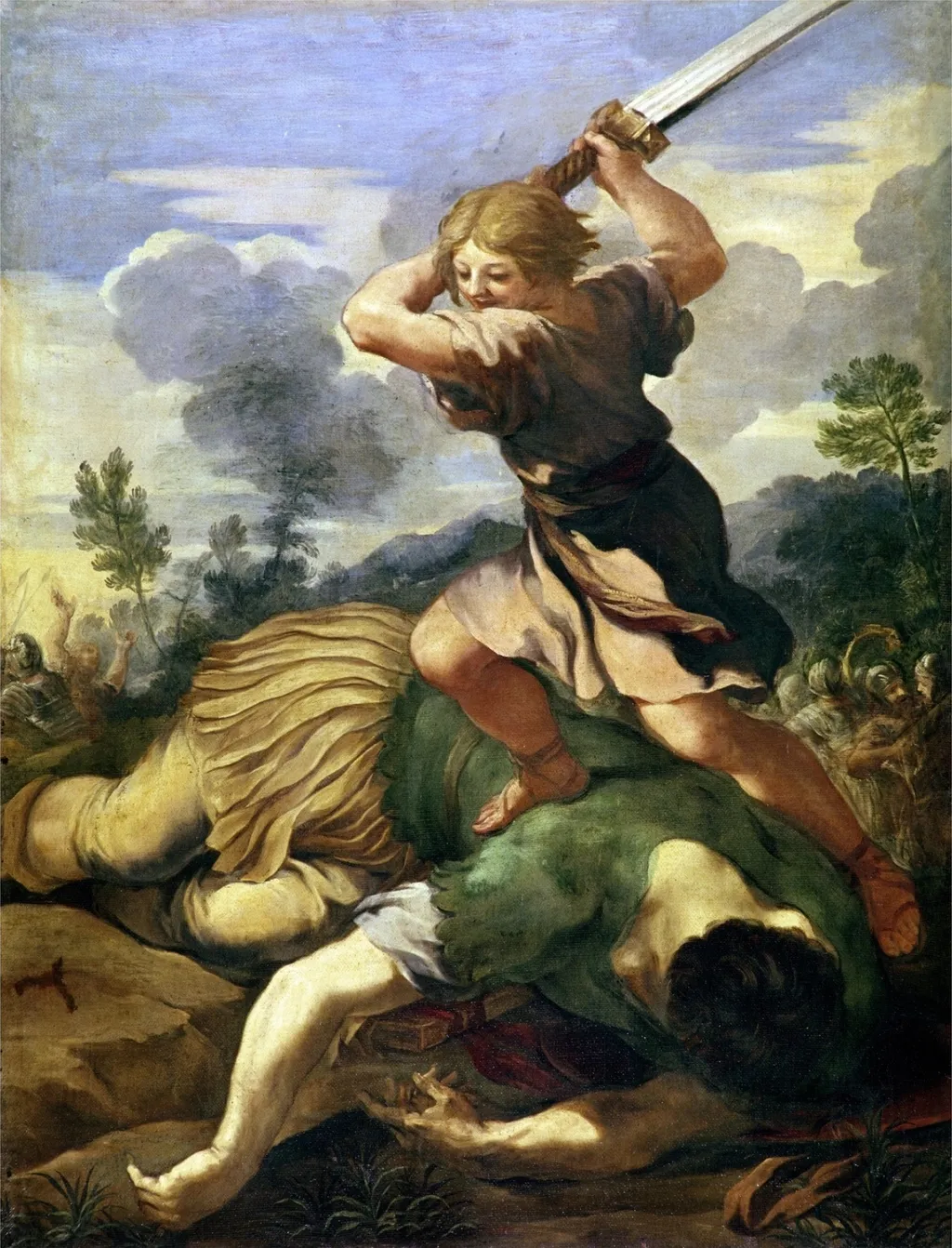 David killing Goliath, by Pietro da Cortona, oil, 1650