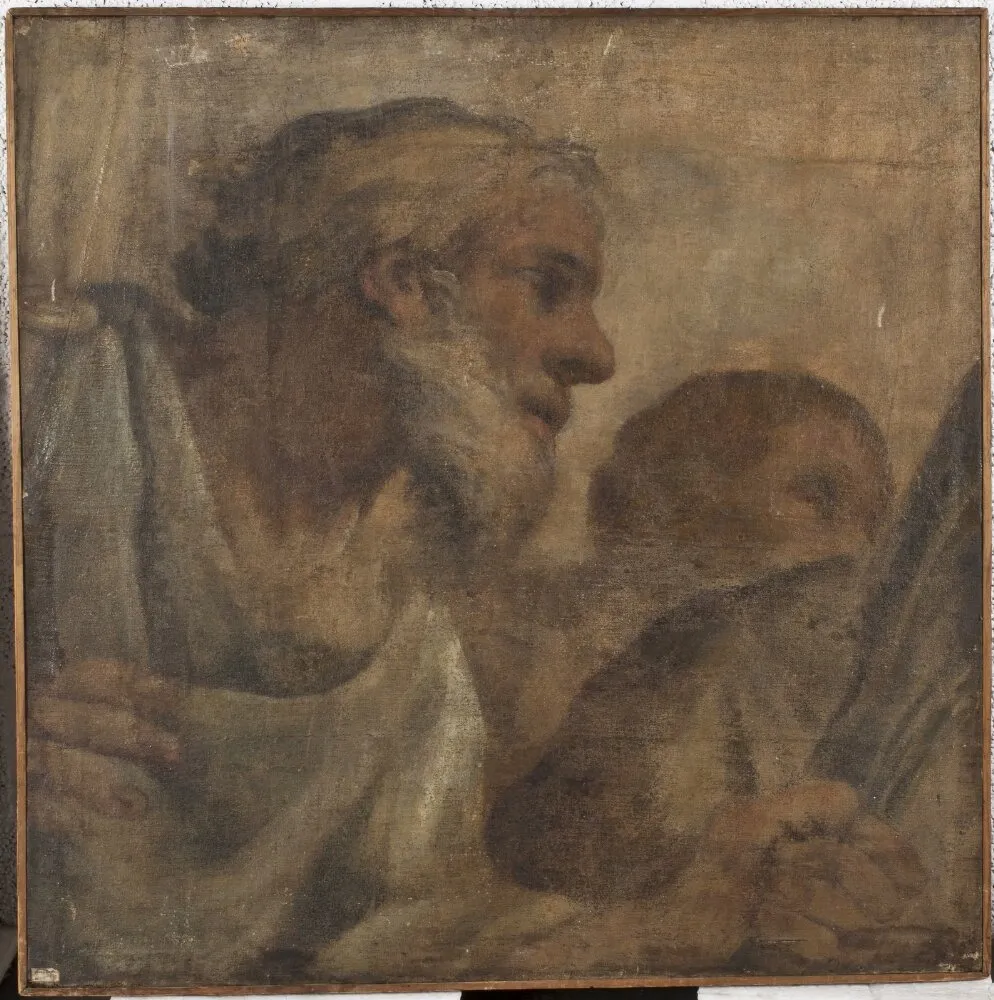 Detail of the vault of the Chapel of St Sebastian in St Peter’s, Rome, cartoon, by Pietro da Cortona, oil, 1642