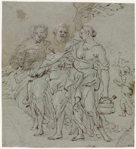 Lot and His Daughters (recto), by Pietro da Cortona
