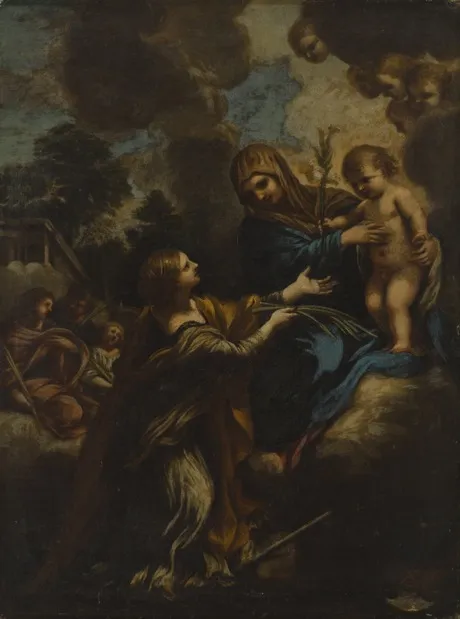 St. Mary, little Jesus and st. Katharina, by Pietro da Cortona, oil, 1650